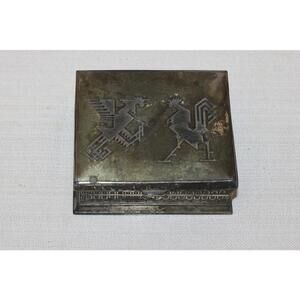 Vintage Japan Metal Trinket Box Rooster Bird